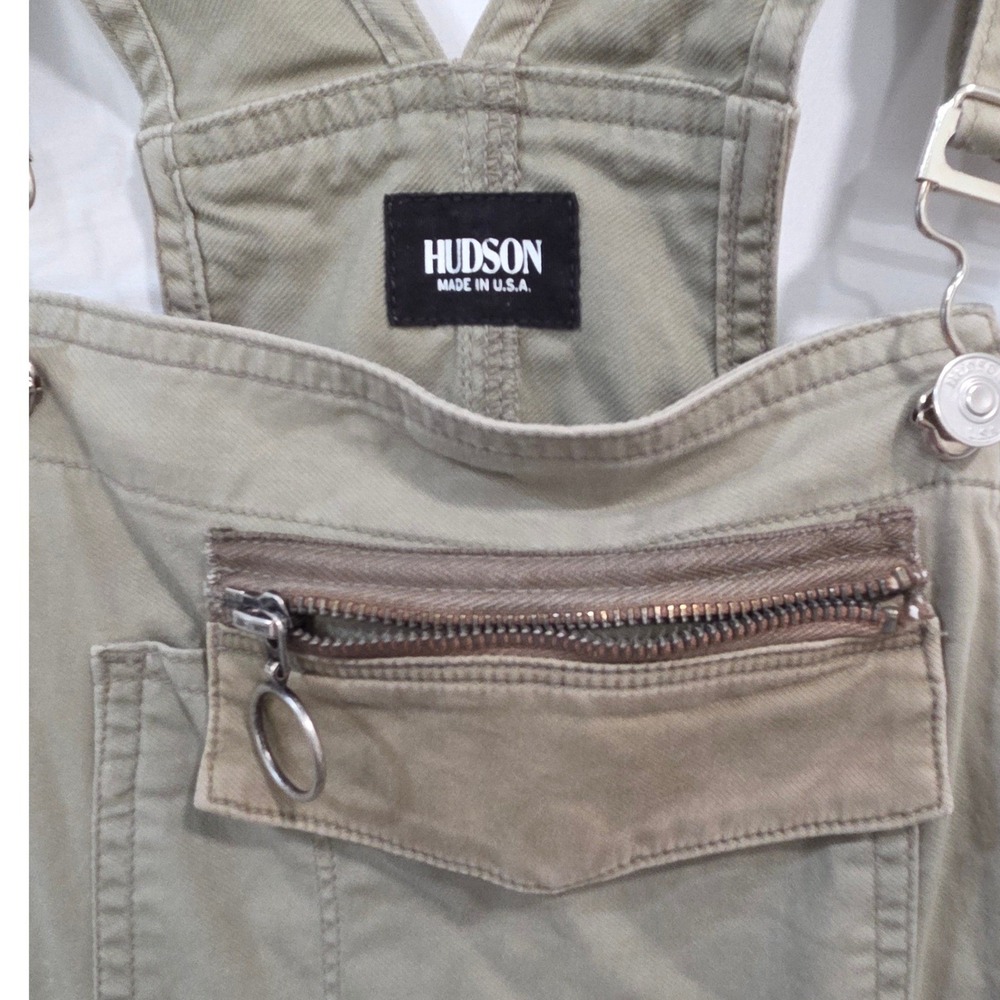 Hudson Womens Olive Green Bib Overalls S Skinny Cargo Gorpcore Made USA - Picture 5 of 16